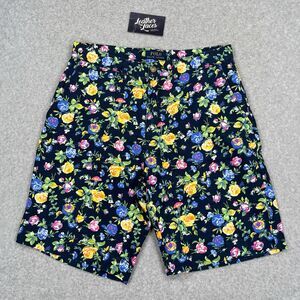 Polo Ralph Lauren Shorts Mens 30 x 9 Floral Print Navy Blue Linen Cotton Chino